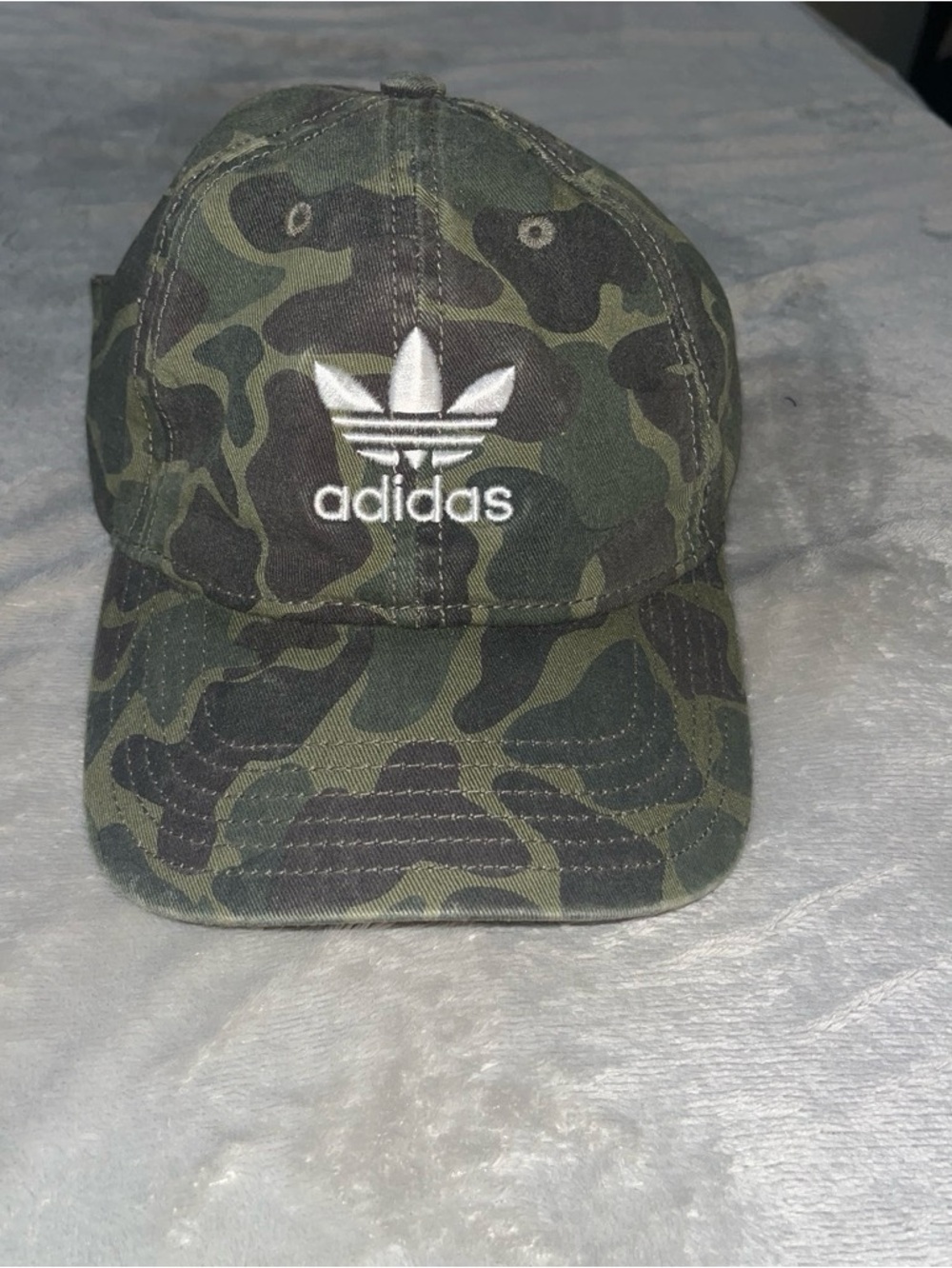 adidas Camo Baseball Cap with White Trefoil Logo - Green/Black